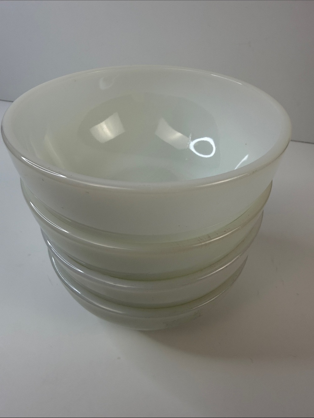 Fire King White Stackable Milk Glass Mixing Bowl Set
